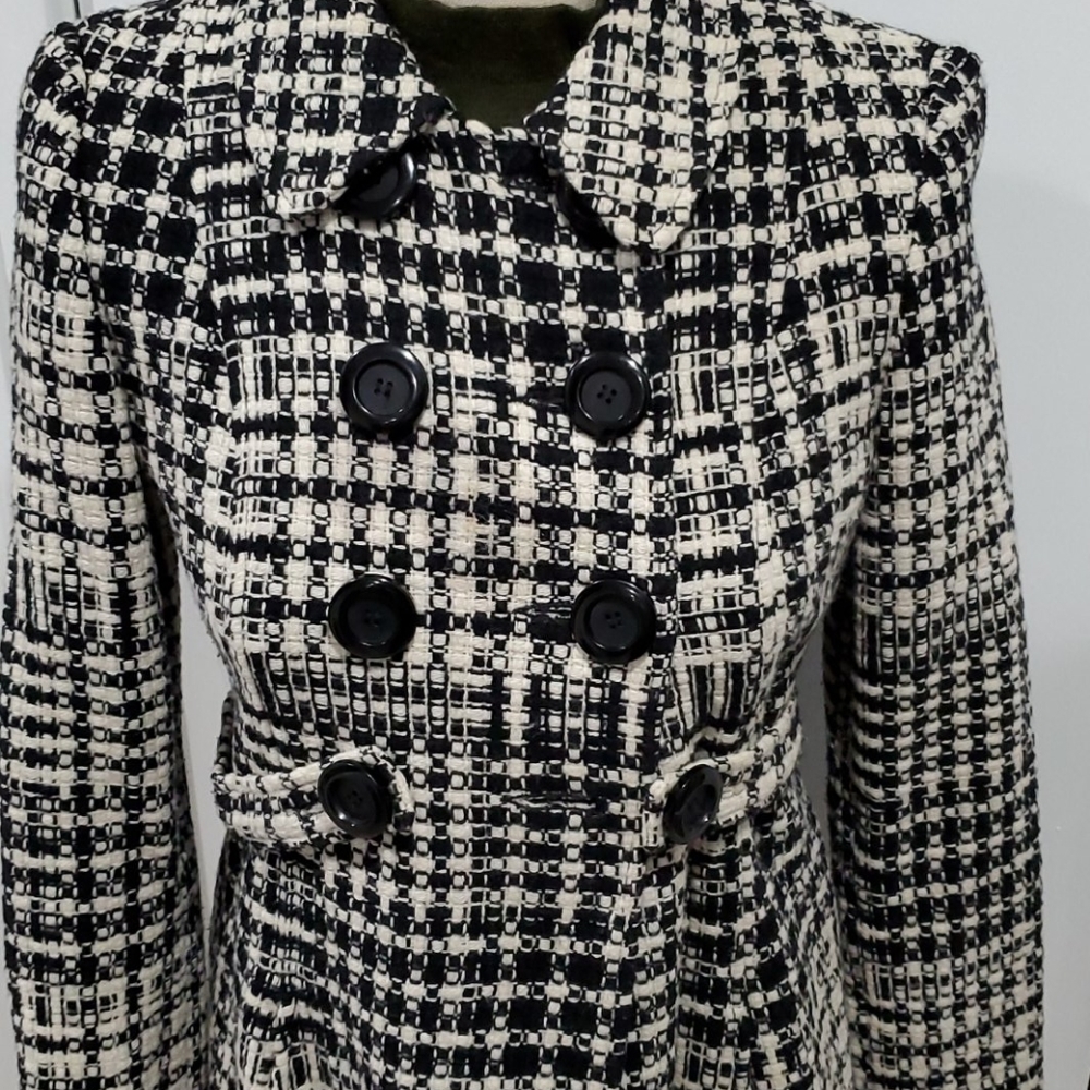 Classic Houndstooth Coat – Marvin Richards, Size Small, Black & White, Stylish - Picture 5 of 9
